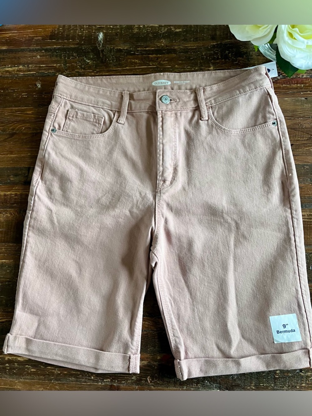 ☀️Old Navy Juniors Light Pink/Mauve Bermuda 5 Pocket Jean Shorts Sz 11/12 NWT